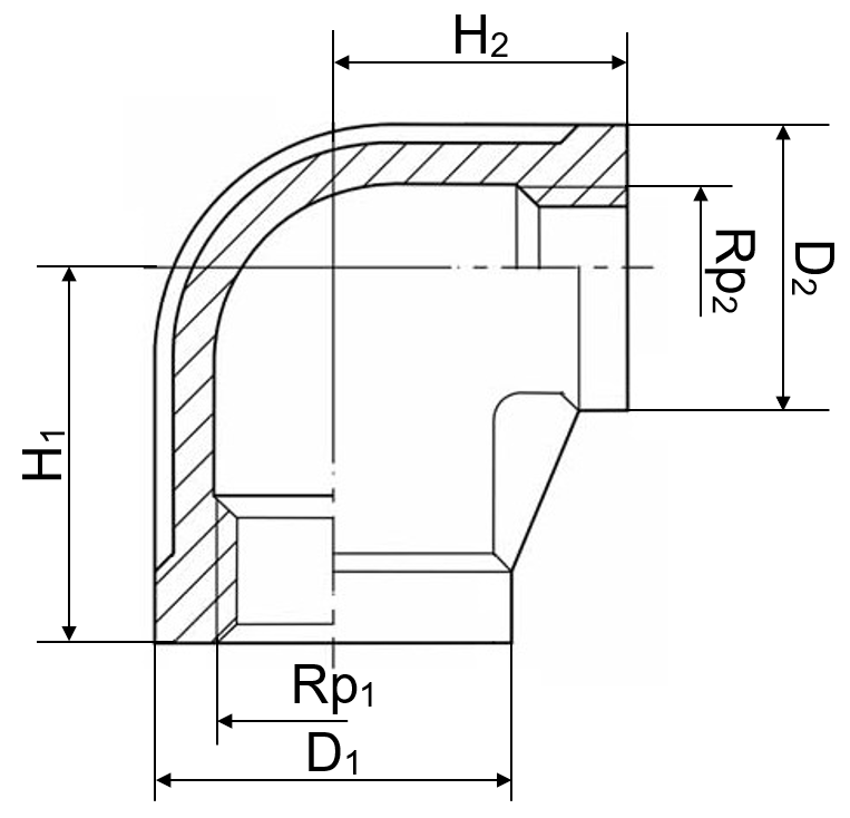 Winkel 90° IG/IG reduziert 1.4408 1/4" x 1/8" 