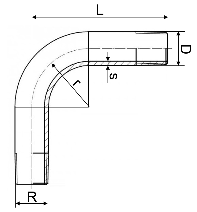 Bogen ohne Muffe AG/AG 1.4408 1 1/2"