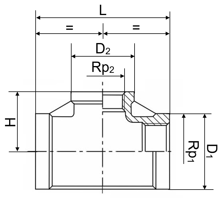 T-Stücke reduziert 1.4408 1/2" x 1/4"