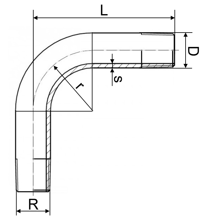 Bogen ohne Muffe AG/AG 1.4408 1/4" 