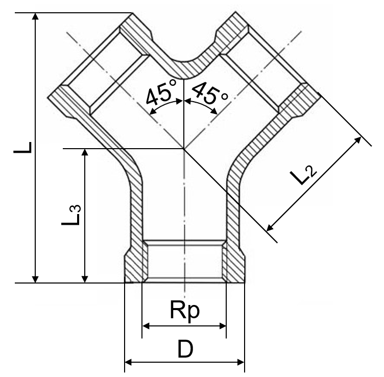 Y-Stücke 1.4408 1 1/2"