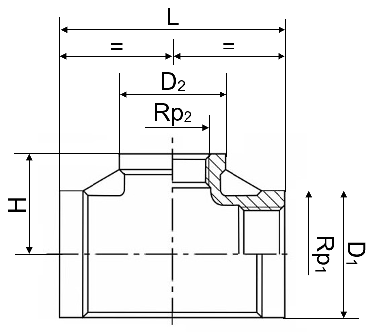 T-Stücke reduziert 1.4408 1/4" x 1/8" 