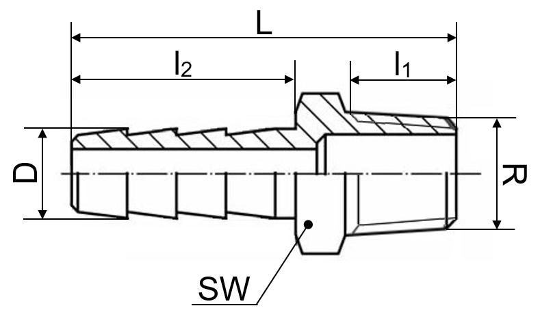 Schlauchtülle AG 1.4408 1/8" x 4 mm l.W. 