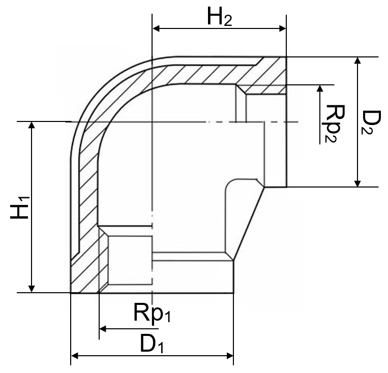 Winkel 90° IG/IG reduziert 1.4408 1/2" x 1/8"